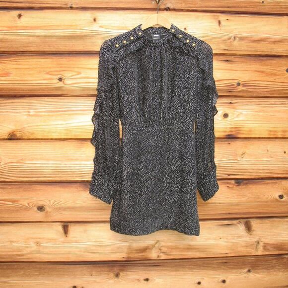 Pinko Silk Blend  Ruffle Trim Mini Dress - Picture 2 of 12